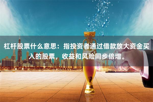 杠杆股票什么意思：指投资者通过借款放大资金买入的股票，收益和风险同步倍增。